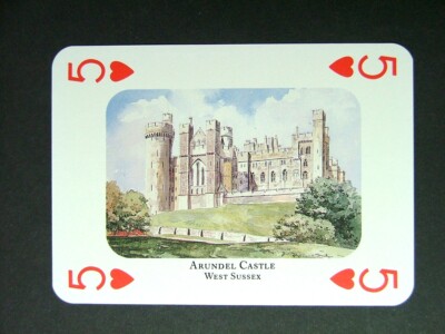 1 x Spielkarte Maler M C Smith Arundel Castle West Sussex 5 of Hearts