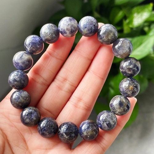 12.5mm Natural Lolite Cordierite Gemstone Beads Bracelet C1207 - Picture 2 of 6