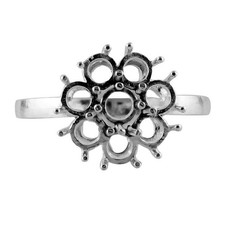 Semi Mount Ring Round 4MM Cluster Women Wedding Ring 925 Sterling Silver