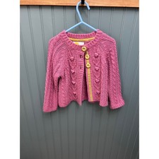 Mini Boden Girls Pink Cable Knit Bobble Cardi...