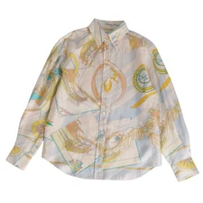 Hermes Margiela Blouse Button Down Shirt Long Sleeve Silk Face au Used MOLO-0