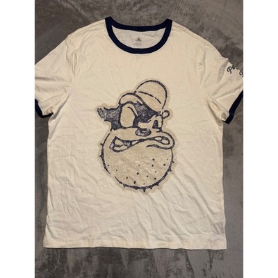 Disney Peg-Leg Pete Ringer T-Shirt Mens Large Cream Navy Blue Graphic Tee