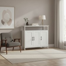 Mobile Soggiorno Moderno 2 Armadietti Legno Acciaio 100x35x88 cm Bianco DecHome