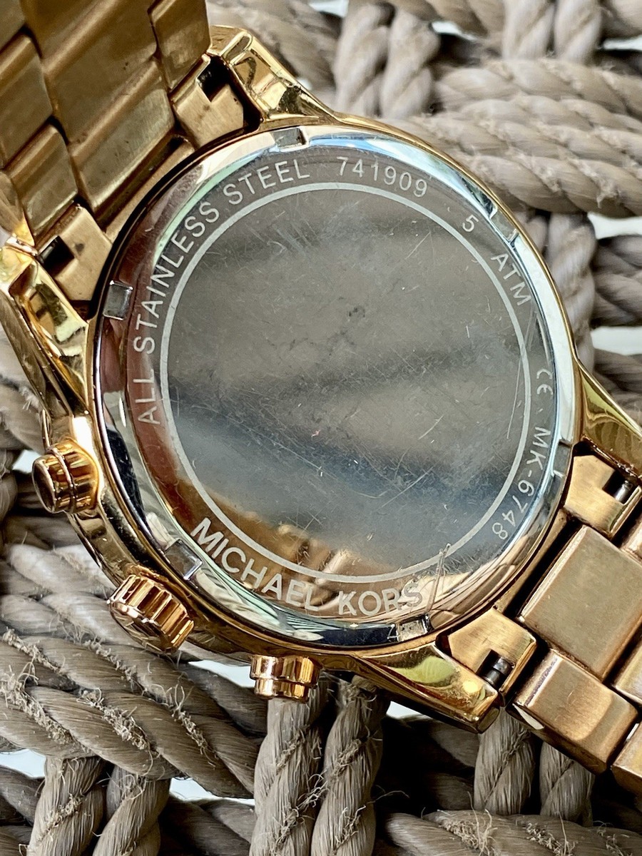 Michael Kors MK-6748 MK6748 Bryant Pave Rose Gold Chronograph