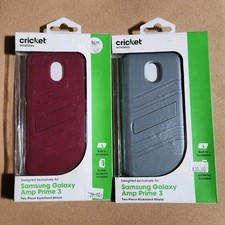 Set Of 2 Cricket Samsung Galaxy Amp Prime 3 Case w/ Screen Protector & Kickstand