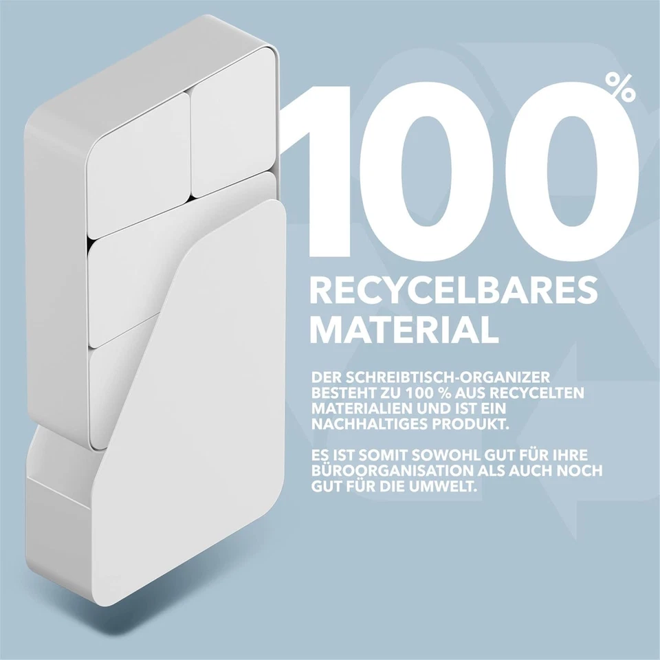 Schreibtisch Organizer weiß aus recyceltem Material mit RED DOT Design Award - Bild 2 von 4