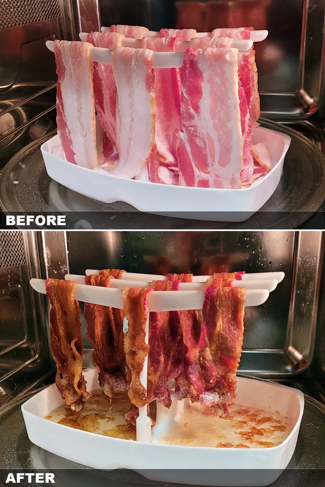 Microwave Bacon Cooking Tray - An Elevated Rack For Crispy Strips in Minutes - Image 2 of 4