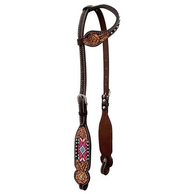 BE Bar H Equine Western Leather Horse Tack Set Floral Carved Beeded Inlay