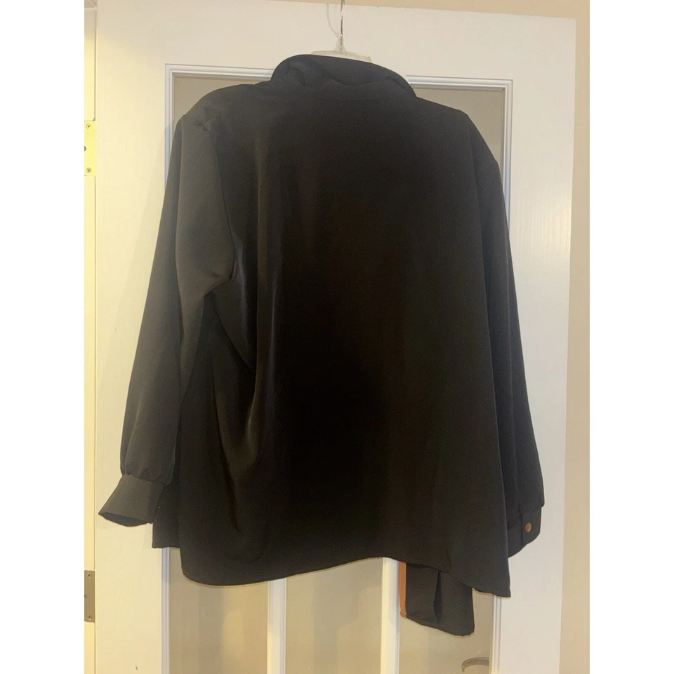 Blusa Maggie Sweet Mujer Negra/Marrón Botón Abajo Manga Larga 2XL HECHA EN EE. UU. DE COLECCIÓN Foto 4 de 4