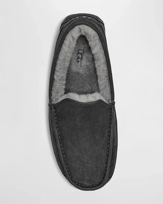 Brand New Uggs Men's Ascot Leather Slippers Size 8 Black - Image 1 of 4