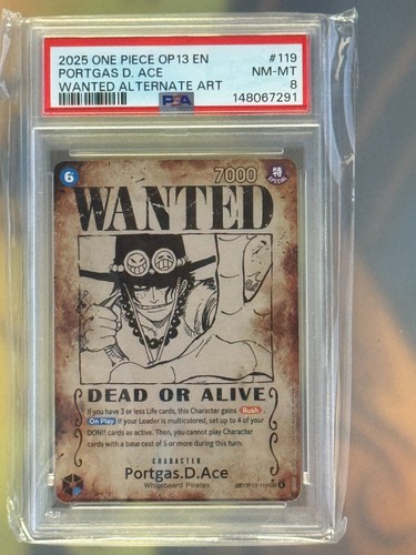 Portgas.D.Ace (Wanted Poster) graded PSA 8 for sale on eBay