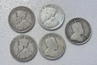 Lot Of 5 Canadian 80 Percent Silver Quarters - 3 no date 2 date 1905, 1910