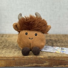 Jellycat Amuseabean Highland Cow  - Small Brown Beanie Cow Soft Toy Retired 5”