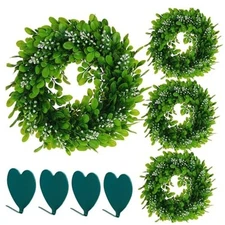 Packs Artificial Boxwood Wreaths 12 Inches Faux Greenery Leaves Wreath for 4