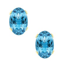 14K Yellow Gold Blue Topaz Stud Earrings for ...