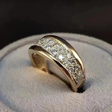 14K Yellow Gold 2.50Ct Natural Round Cut Diamond Eternity Wedding Band Size 7 8