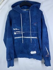 Nike Sweater Mens Medium Blue Floral Halftone Grin Zipper Pocket Swoosh Hoodie