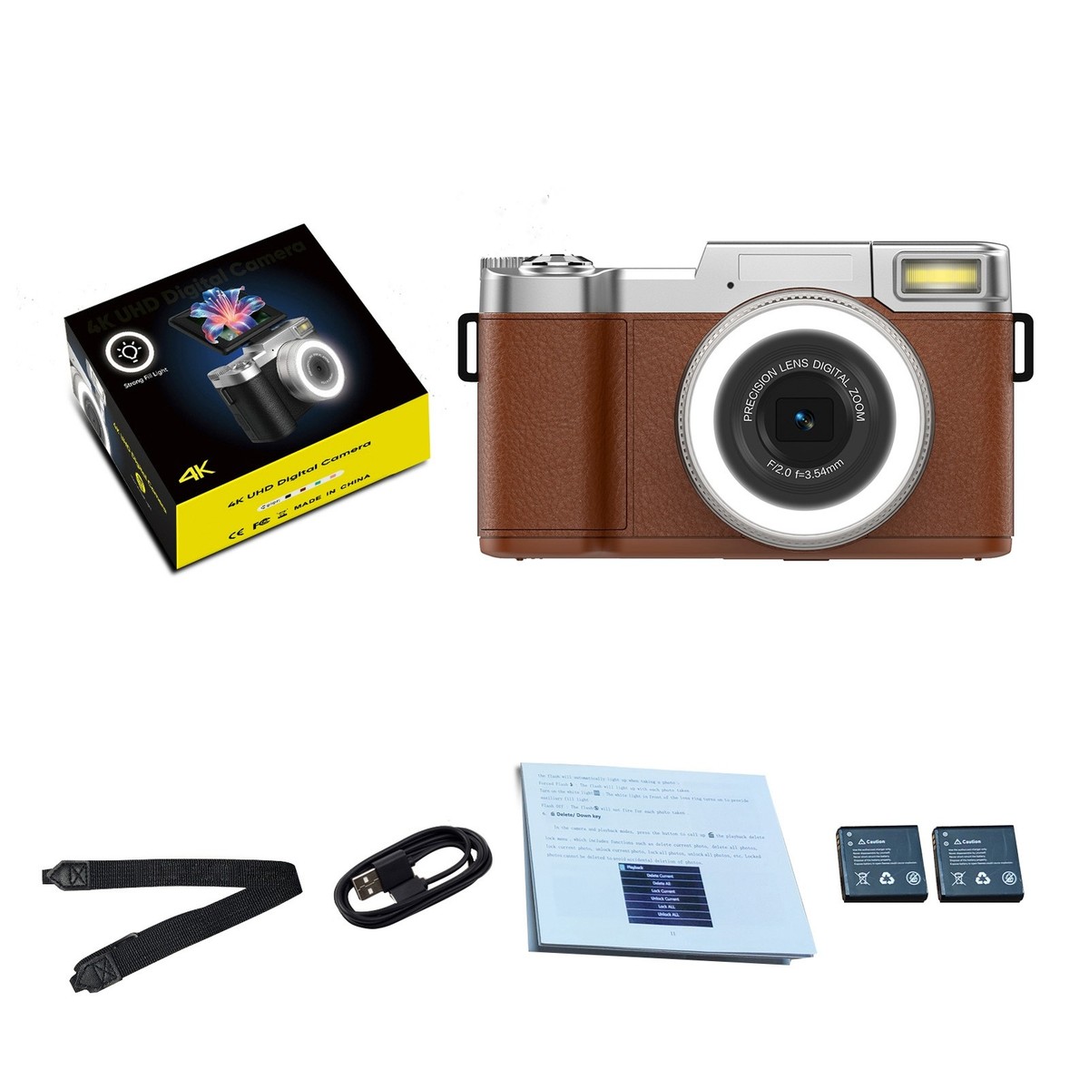 4K Digital Camera 48MP Resolution 18X Zoom Compact Travel Size For