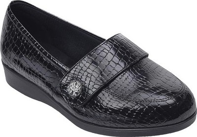 Cosyfeet Damenschuh Carmen weite Passform 6E Weite schwarz Kroko UK-Größe 9 extra geräumig