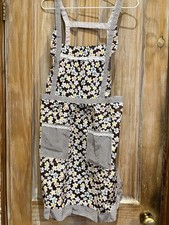 Cute Retro 1950s 1960s-style Apron With Bib Vintage Flower Print Size Small