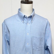 Arrow Shirt Men 17.5 36/37 Blue Oxford Wrinkle Free Long Sleeve USA New