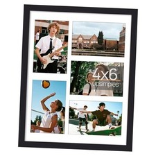 Collage Picture Frame, Display Pictures 5 4x6 with Mat or Without 11x14 Black