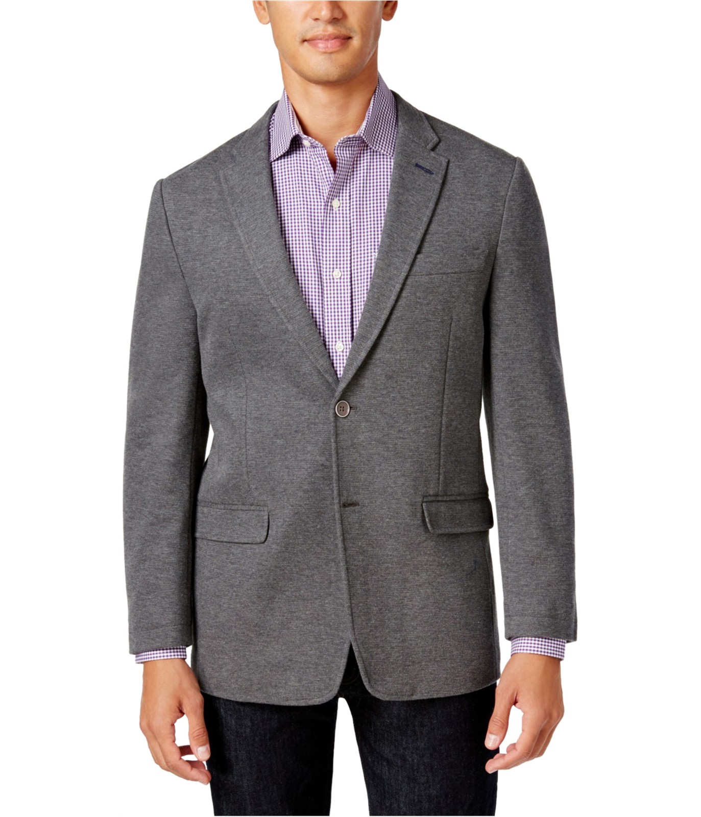 Tommy Hilfiger Mens Knit Two Button Blazer Jacket Grey 40 Long 25890₽