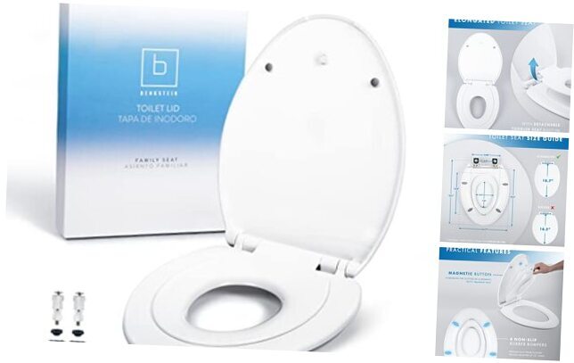  Elongated Toilet Seat with Toddler Seat Built In Slow Elongated Family Seat