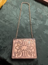 Antique German Silver White Leather Interior Card Case Coin Purse