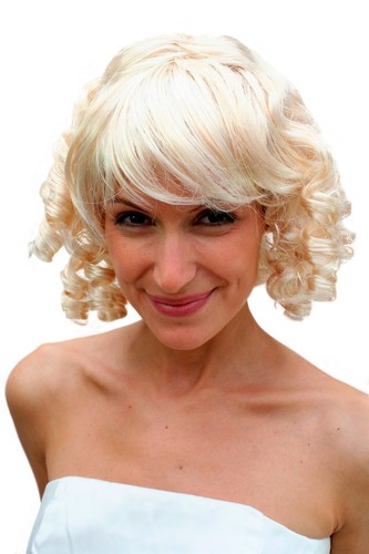WIG ME UP Perücke Damen Gold-aschblond Mit Korkenzieherlocken – Für Karneval, Cosplay & Gothic-Partys