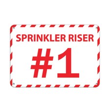 Aluminum Horizontal Metal Sign Multiple Sizes Sprinkler Riser 1 Hazard Fire Red