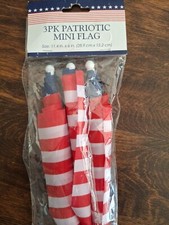 PATRIOTIC AMERICAN FLAG Red White Blue Stars Holiday 3 in Pack. Pkg open