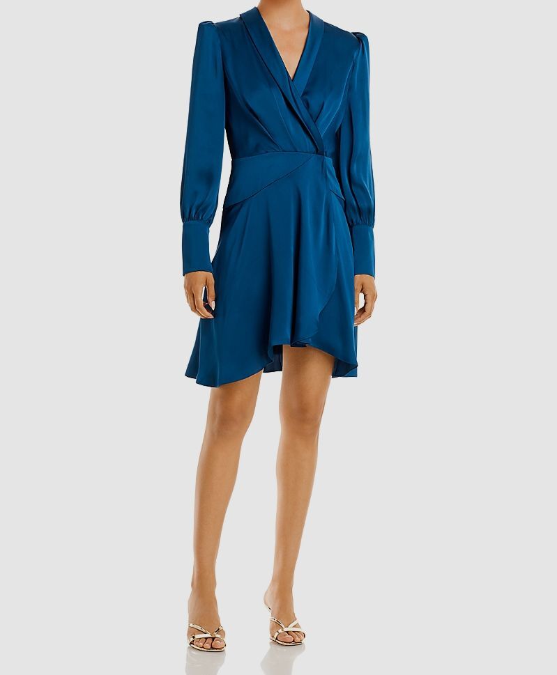 Bcbgmaxazria Womens Blue Faux Wrap Shirt Dress Size 6 | eBay