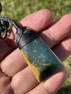 GUATEMALAN JADEITE OLMEC MAYAN Jade Bound/CURVED BLUE/GOLD Toki Adze  44X24X8 mm