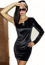 MACK & JACK One Shoulder Body Fitting Black Clubwear Party Casual Mini Dress S L