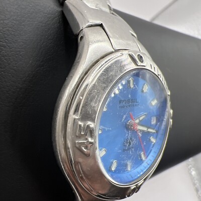 Fossil Blue Women\'s Quartz Watch,All Stainless Steel AM-3454, Blue Dial #530 Fossil Blue Watch AM-3454 Womens Date 30mm Case Quartz Three  main image 2