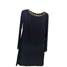 Vince Camuto Navy Jeweled Neckline Dress exposed zipper