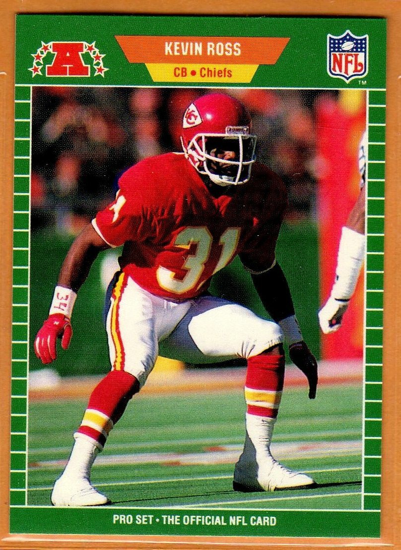 KEVIN ROSS(KANSAS CITY CHIEFS)1989 PRO SET FOOTBALL CARD
