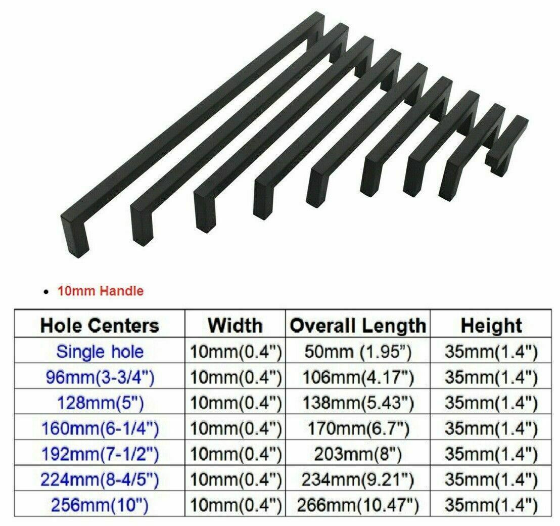 Dreneco 2-Pack Matte Black Cabinet Handles – Square Drawer Pulls, 96mm Hole Centers, Zinc Alloy, Modern Style, With Mounting Screws For Kitchen, Bathroom, And Wardrobe