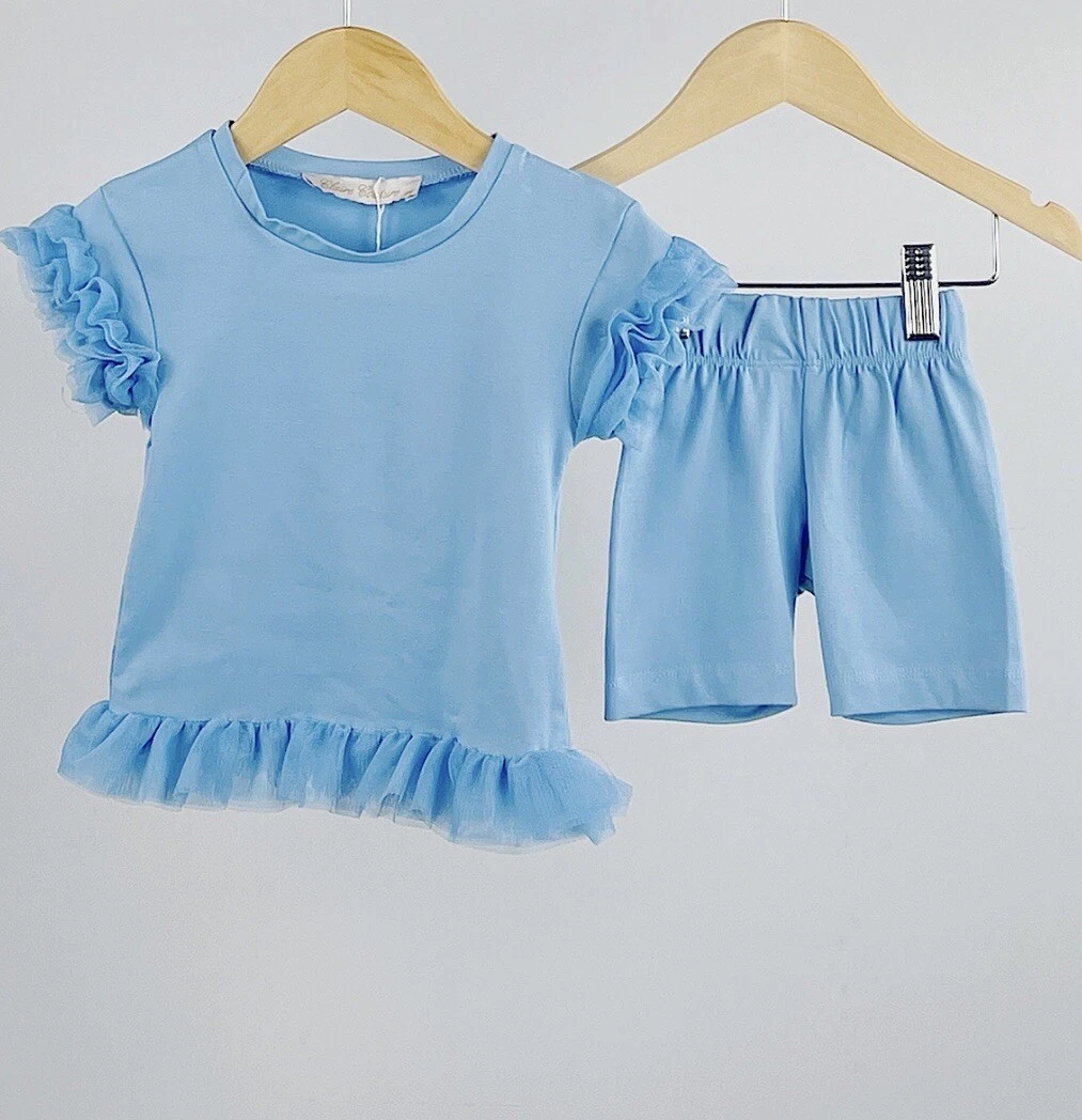 Girls Kids Lounge Wear Sets Ruffle Frill Two Piece 2, 4, 6, 8, 10 Years