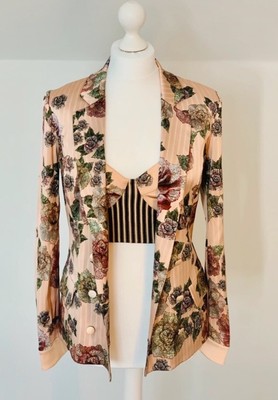 La Perla Seiden Blazer Jacke Luxus Sortiment Blumen Zweireiher Gr. IT 40