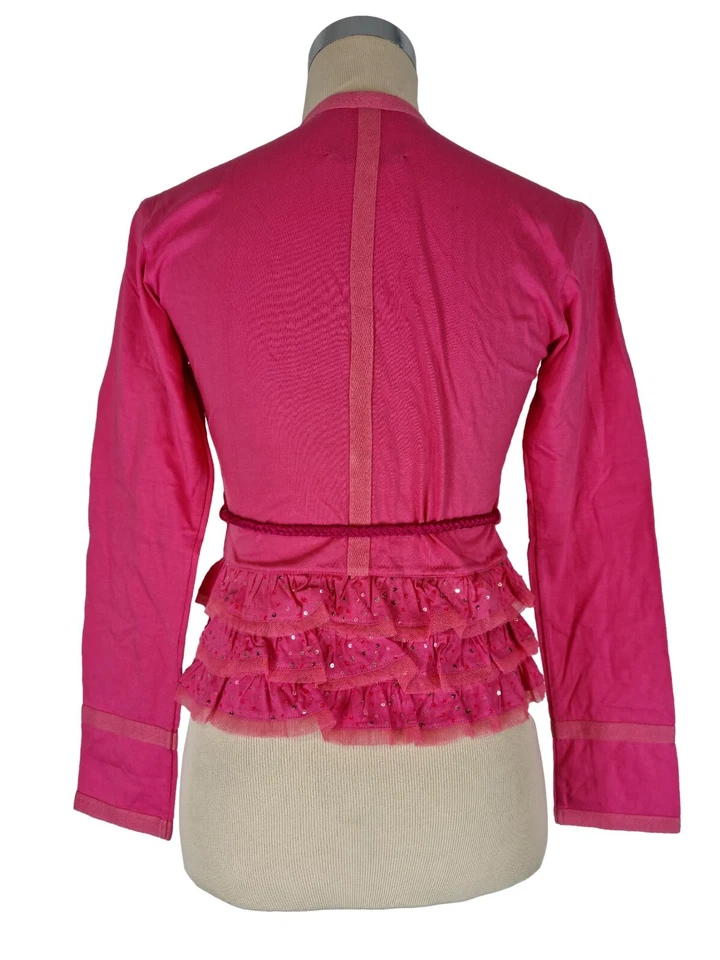 Chaqueta Blusa Envolvente de Camiseta Algodón Rosa Caliente Talla S/M Lentejuelas de Esther Franklin Foto 3 de 4
