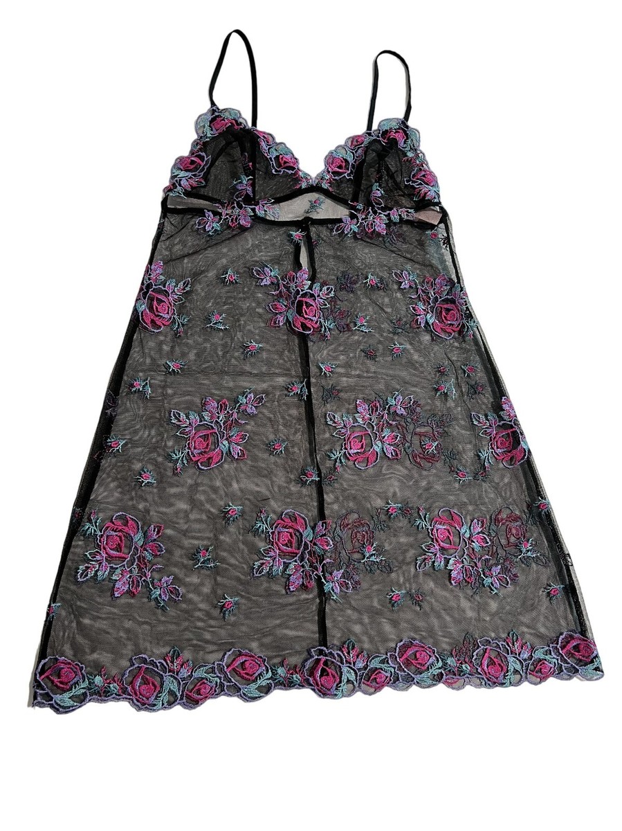 Victoria's Secret Floral Embroidered Sheer Mesh Slip Dress in Black | eBay Victoria's Secret Floral Embroidered Sheer Mesh Slip Dress in Black | eBay