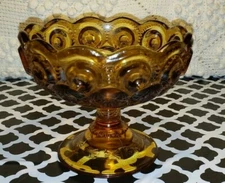 LE Smith Amber Glass Pedestal Candy Dish