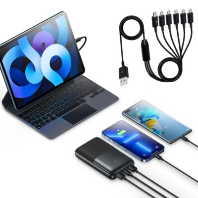 Micro USB Splitter Charging Cable,6 in 1 Multi Charging Cable USB A to 6 Micro