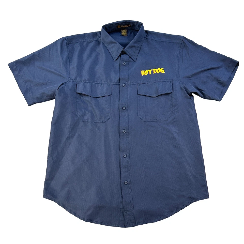 Harriton Shirt Mens Large Blue Short Sleeve Polyester Ripstop Vented Fishing - Image 2 of 4