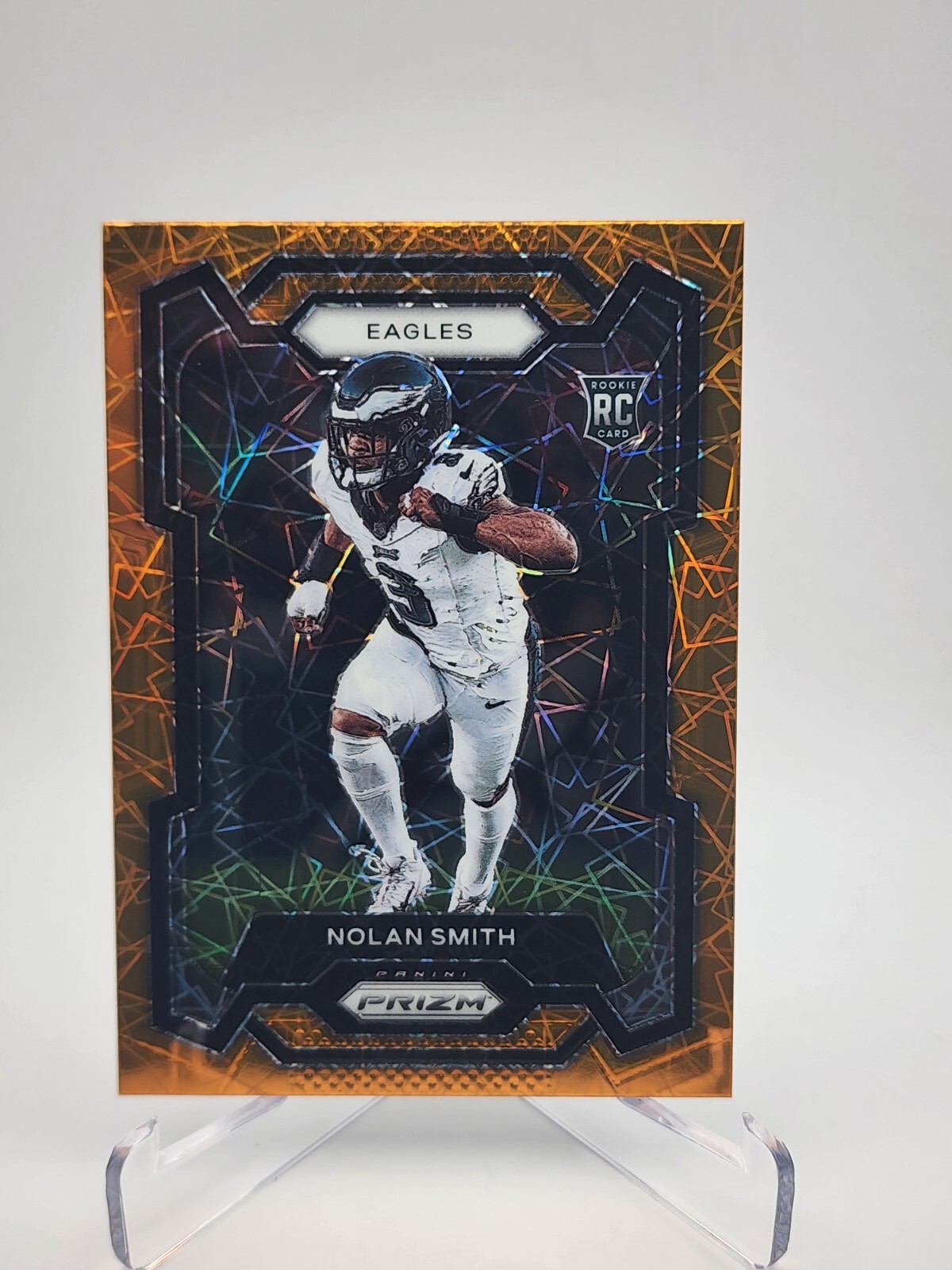 2023 Panini Prizm #382 Nolan Smith Orange Lazer RC Rookie Eagles!