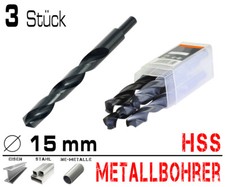 HSS Metallbohrer Spiralbohrer Eisenbohrer Stahlbohrer Ø 15.0 mm Bohrer / 3 Stück