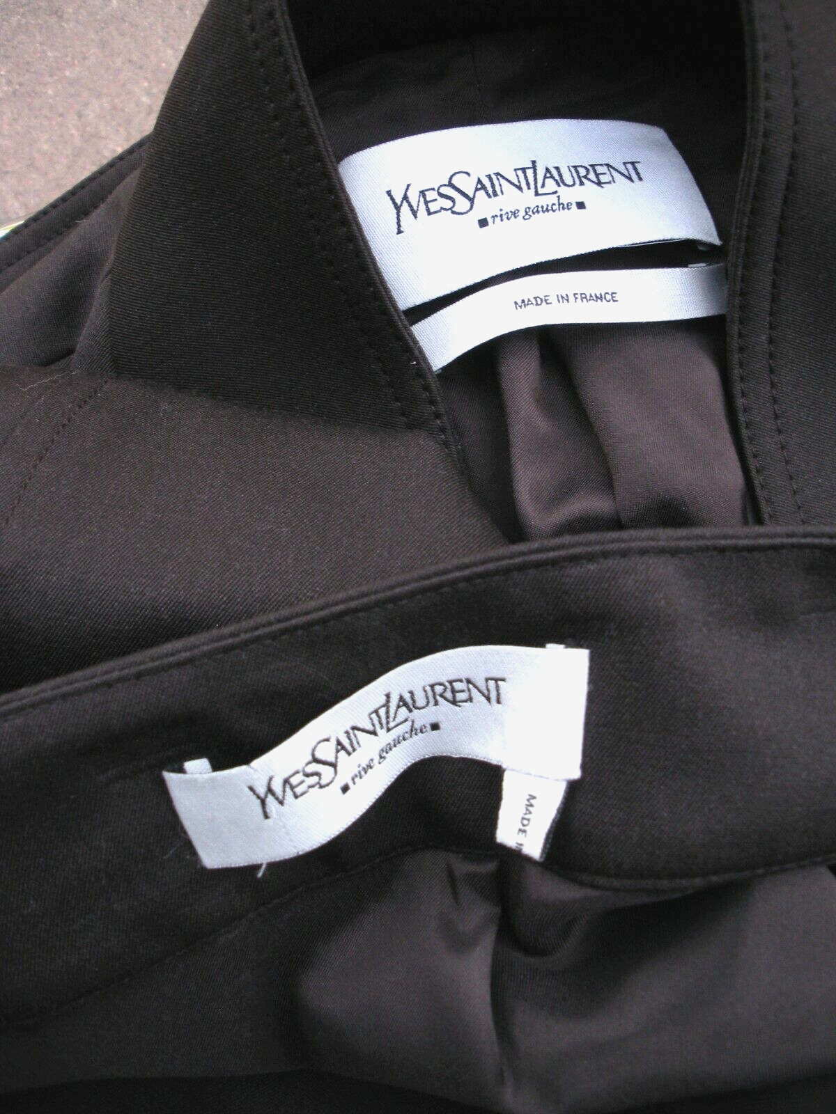 YSL $12K YVES SAINT LAURENT marrone lana gonna giacca tuta couture FR 42 US 12