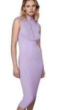 Zara Women's Lavender Sleeveless Ribbed Midi Bodycon Dress Zipped | Size Small